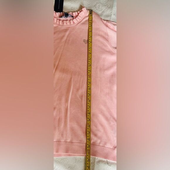 Tommy Hilfiger Rhinestone Heart Pink Sweater Sz L Pink  Ruffle Collar NWT - Picture 6 of 8